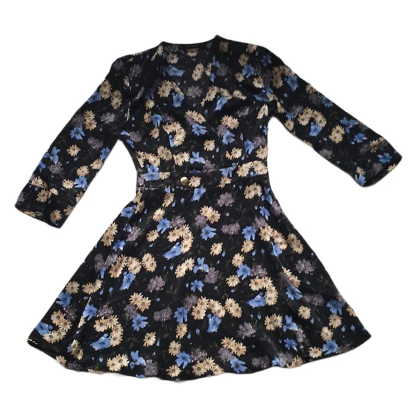 ZARA Long Sleeve Flower Dress NWT Sz XS - Picture 9 of 11